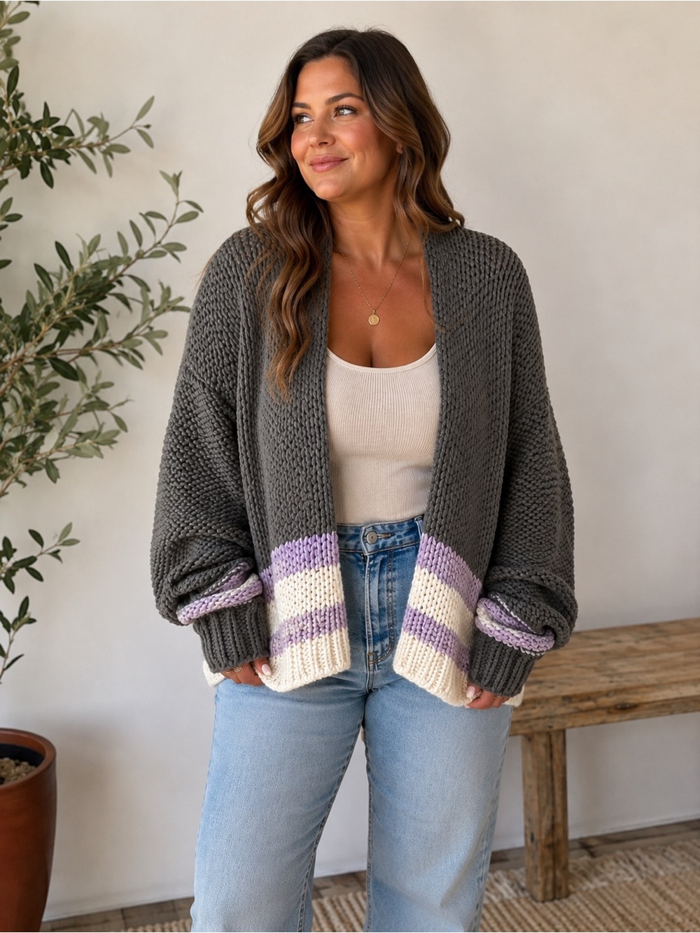NWT Free People Chunky Open Knit Slouchy Cardigan M